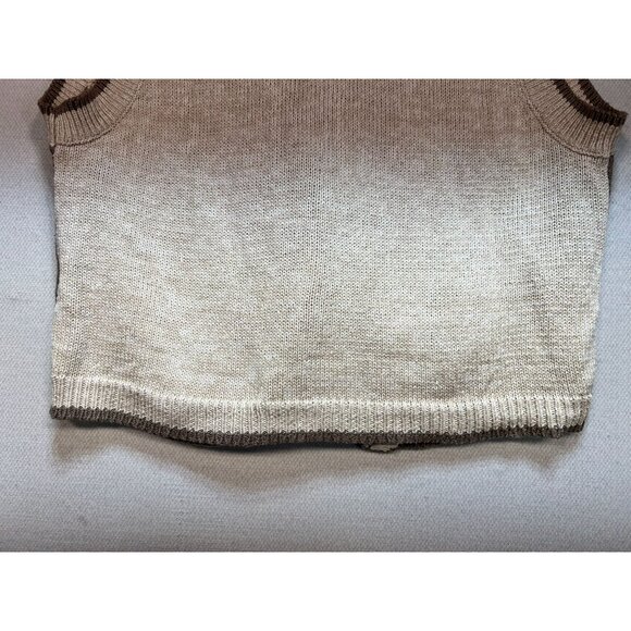 Christopher & Banks Women's Ramie Hand Embroidered Vest Size M Beige Geometric - Picture 11 of 12